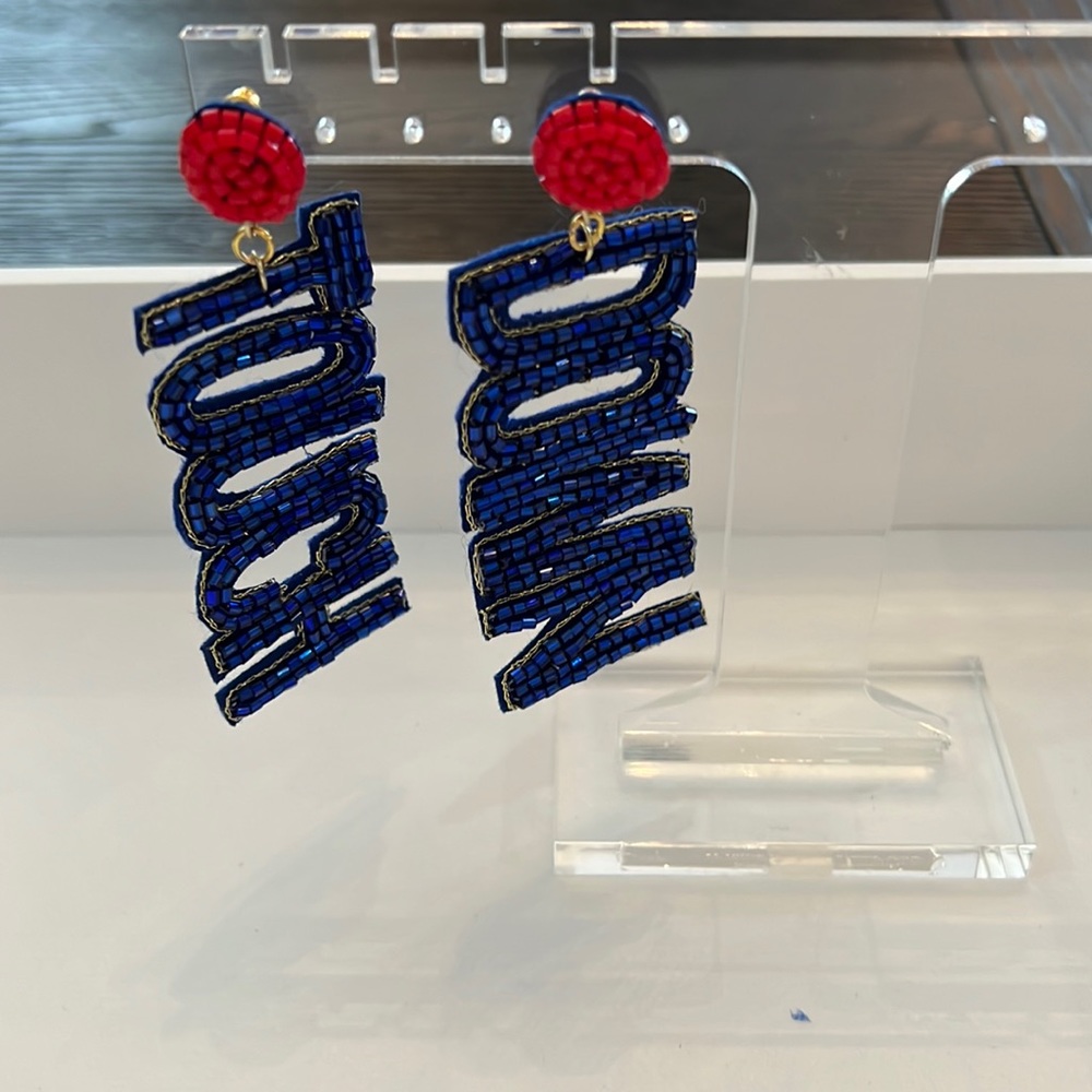 Touchdown! New Football Earrings! Blue and Red! New! - Picture 3 of 6